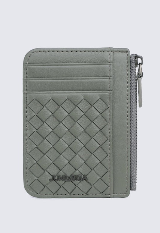JAY Genuine Leather Zip Cardholder - Slate Grey