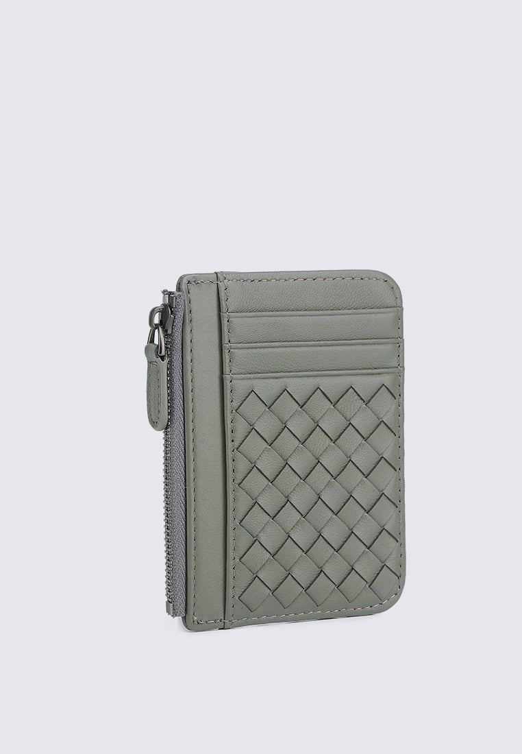 JAY Genuine Leather Zip Cardholder - Slate Grey