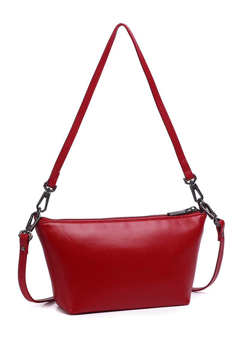 JIN B. Genuine Leather Shoulder / Sling Bag - CRIMSON RED