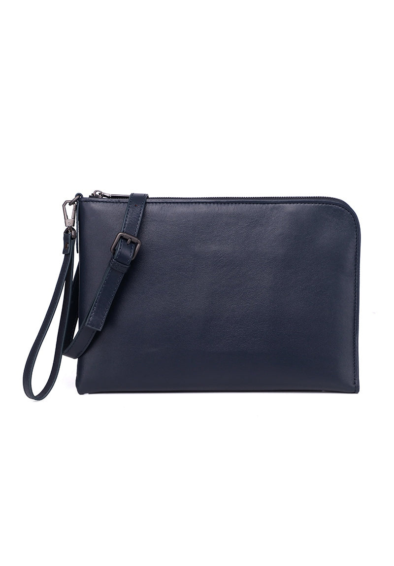 JUDE B. Genuine Lambskin Leather Clutch / Sling Bag - SPACE BLUE