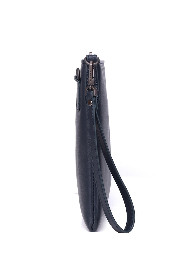 JUDE B. Genuine Lambskin Leather Clutch / Sling Bag - SPACE BLUE